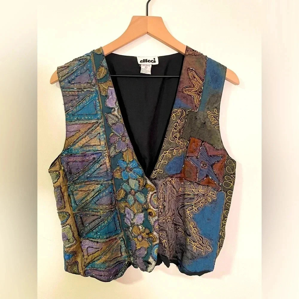 Effeci Authentic Vintage Beaded Vest Size Large. Vintage Gold!